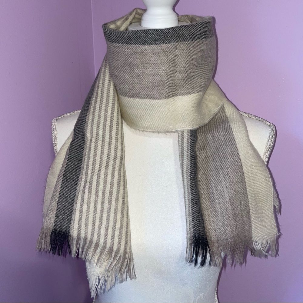 New Lambswool Scarf Neutral Stripe Colorblock Men Women Normcore Contemporary